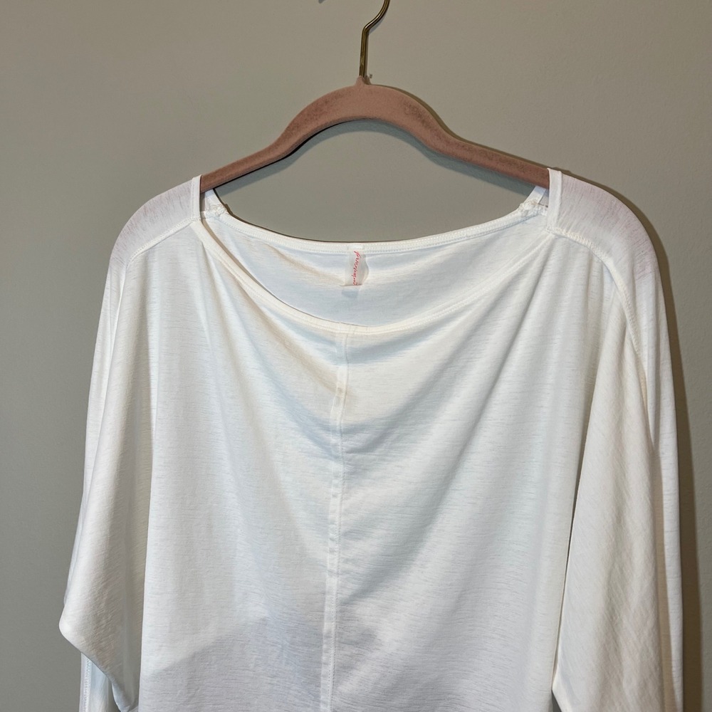 FP Movement Free People White Crossover Back Sheer Cropped Long Sleeve Top S - Picture 2 of 10